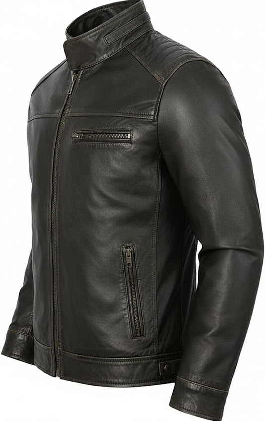 Men's Premium Black Leather Motorcycle Jacket