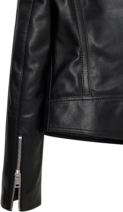 Women's Genuine Leather Biker Jacket – Slim Fit Black Moto Style with Zippered Pockets, Cropped Fit Real Leather Outerwear